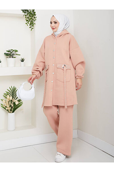 Esre Store 930 - طقم حجاب من ثلاث خيوط قماشية مكون من قطعتين باللون البيج