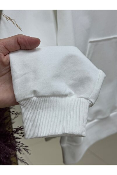 MİHRA STORE Dorora Two String Zippered Hooded Cardigan-Zi̇3099 White