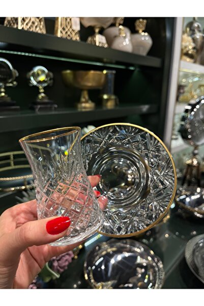 P&ORA PREMIUM KITCHEN PRODUCTS Ananas Model Acid Cutting Gold Gilded Tea Set for 6 People