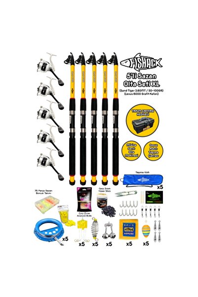 AtikCamp Fishack 5'li Sazan Olta Seti XL - 3.60MT/50-100GR