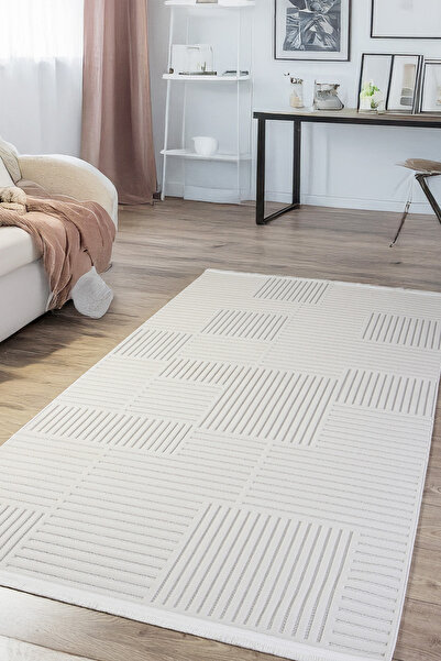 Kupon Halı Ekru Beyaz Sisal Bukle Dokuma Hasır Makine Salon Oturma Çocuk Odası Yolluk Dokuma Makine Halısı