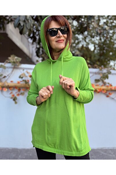 DenizEge بغطاء رأس تريكو ستار أخضر فستقي