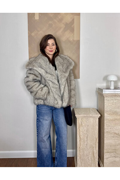 SİMGELLA Gri Geçişli Kürk Ceket