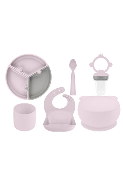 OiOi 6 Piece Puzzle Nutrition Set Misty Lilac (Basics Apron)