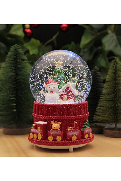 HEDİYEBİZİZ Yılbaşı Kar Küresi Noel Işıklı ve Müzikli Christmas Kardan Adamlı ve Evli