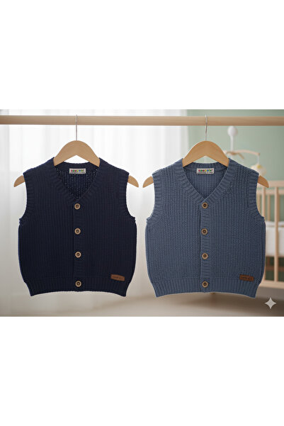 Nimini Kids New Season Yumoş Knitwear Thessaloniki Knitted Baby Boy Vest (0-5 Years Old)