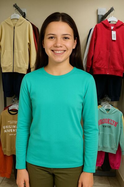 Mcrkids Unisex Cotton Crew Neck Basic Long Sleeve Children's T-shirt
