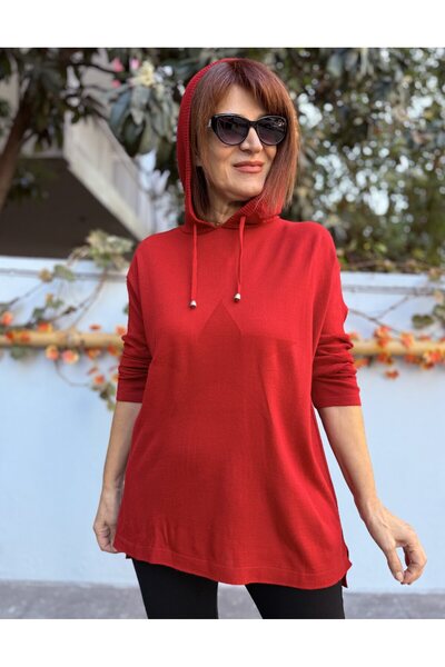 DenizEge Hooded Star Knitwear Red