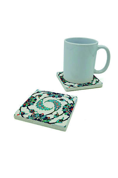 Sadrazam Karatay medresesi china pattern Printed natural stone coaster 10cm x 10cm |   Kd–10