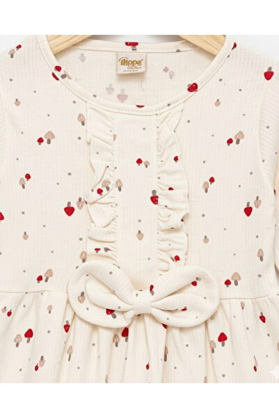 Ege Bebek Φόρεμα με βολάν με σχέδιο από φελλό εκρού για κορίτσια, ελαφρύ 2-3-4-5-6 ετών Φόρεμα |   Βαμβακερό & Άνετο l