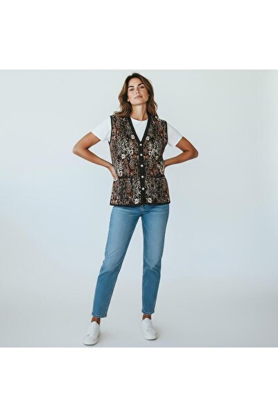 GÖMLEK GALERİSİ Authentic Patterned Regular Fit Standard Wool Women's Vest (3...