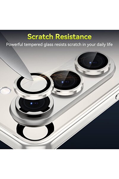 TheMohrim Z Fold 5 Camera Lens Protector - Ultra HD Tempered Metal Glass & Shockproof Film (Silver)