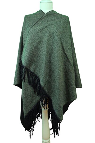 AXE SPORTSWEAR Soft Textured Tassel Detailed Shoulder Shawl Poncho