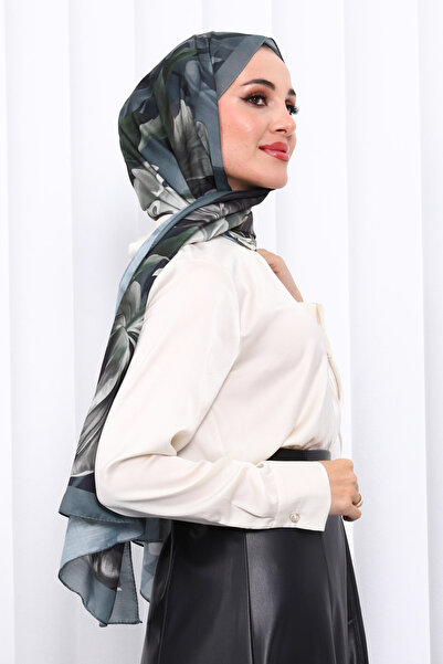 İmajButik Khaki Patterned Soft Digital Shawl