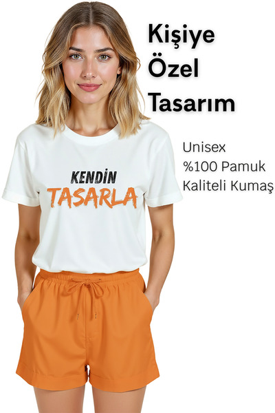 Color Luxe Kişiye Özel Baskı (Kendin Tasarla) Baskılı %100 Pamuk Rahat Kesim T-Shirt