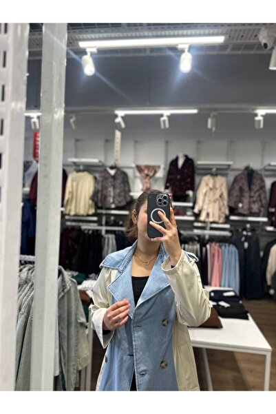 Oxion Jean Panel Detaylı Trençkot