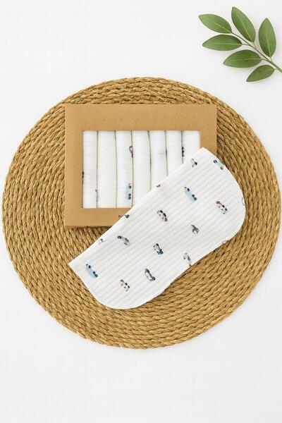 BYS BABY FASHION 100% Organic Cotton 7-Pack Newborn Baby Girl-Boy Mouth Wipes Boxed