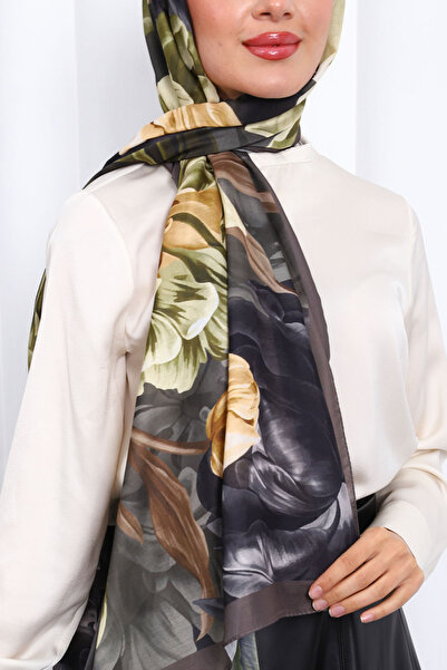 İmajButik Brown Patterned Soft Digital Shawl