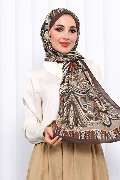 İmajButik Khaki Patterned Cashmere Shawl
