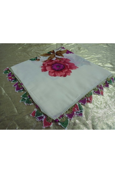 Cenk Ve Reyhan Handmade Needlework Writing, Scarf, Yemeni, Mevlit Shawl, Gift with 4 Edges Embroidered