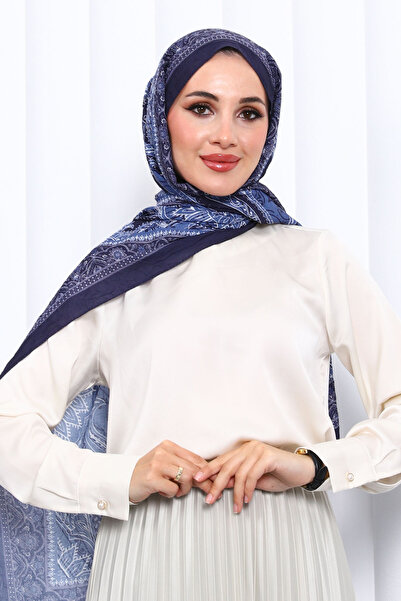 İmajButik Blue Patterned Cashmere Shawl