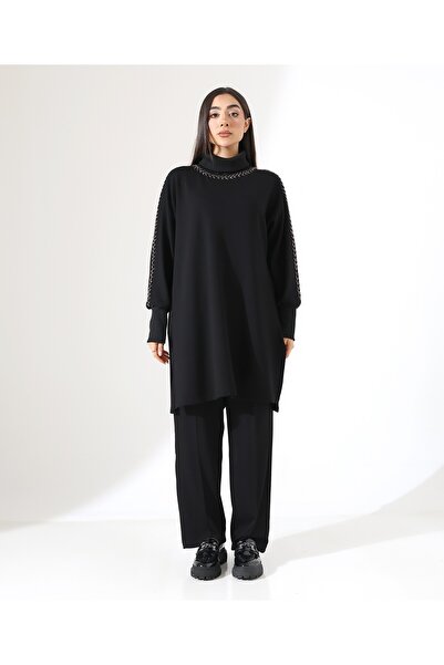 Fi'l Arz Fashion Soft Textured Knitwear Detail Two Piece Set