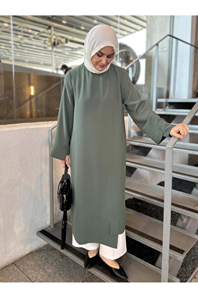 Berika YILDIRIM GENİŞ KOLLU KREP TUNİK YEŞİL