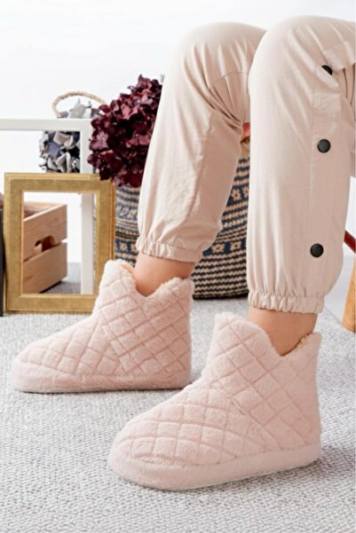 Oksit Ness Women's Home Boots Plush Home Slippers No Sound Sole Warm Stylish Furry Slippers Home Boots