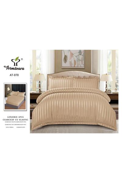 damasc Spring Double Bed Linen, 4 Pieces, Premium, with Fitted Sheet, 2 Persons, Plain