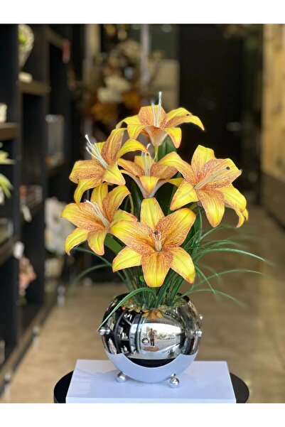 TASARIMHMODA Yapay Lilyumlu Gümüş Vazo No:1