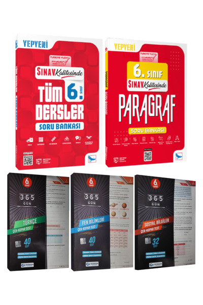 Sınav Yayınları 6. Sınıf Tüm Dersler Soru Bankası+ Paragraf Soru Bankası+ Gez...