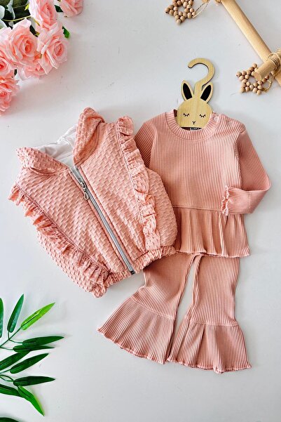 Minigimin Cicileri My Little One's Ruffles Detailed Hooded Glittery Vest Set ...
