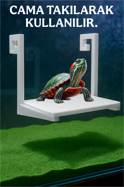 MD×JOA Askılı Kaplumbaga Rampası ✱ Beyaz ✱ Demontedir ✱ Akvaryum Camına Takıl...