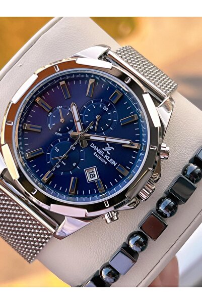 Daniel Klein Men's Wristwatch 30 Meters Water Resistant Steel Band + Bracelet Gift Vs.Blkt.0687