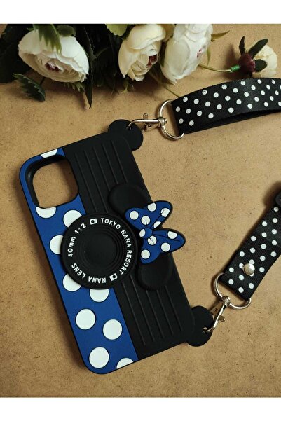 ZB Aksesuarda Moda Iphone 11 PRO MAX Uyumlu Mickey Mouse Askılı Hamur Silikon...