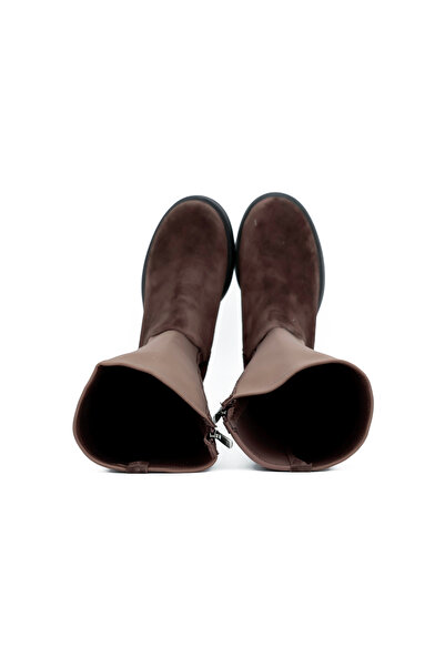 Tuna Genuine Suede Leather/Textile Rubber Sole Zippered Women's Boots - C24403-1