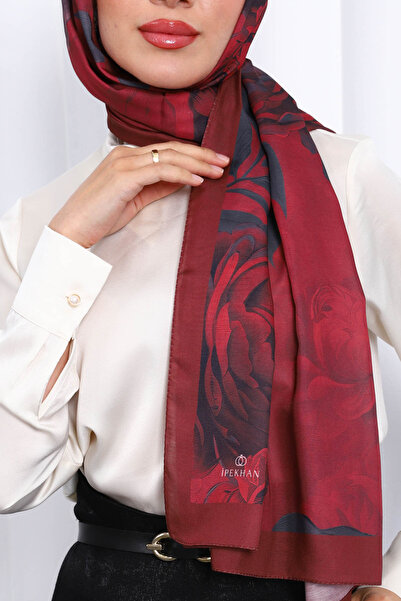 İmajButik Burgundy Patterned Soft Digital Shawl