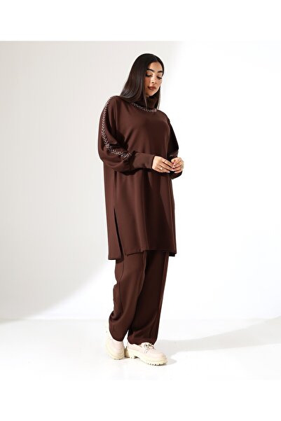 Fi'l Arz Fashion Soft Textured Knitwear Detail Two Piece Set