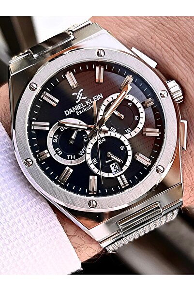 Daniel Klein Men's Wristwatch 30 Meters Water Resistant Steel Band + Bracelet Gift Vs.Blkt.0689