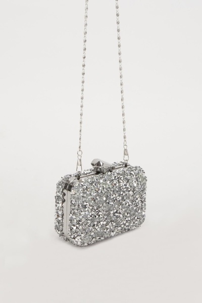 Levidor Square Stone Evening Dress Handbag 930190 Silver