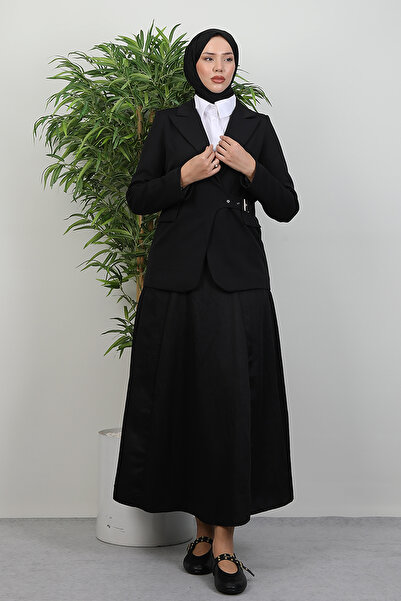 Lamia Giyim Yandan Kemerli Ceket Siyah