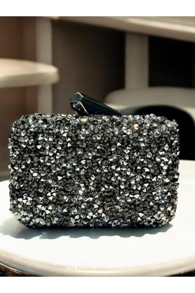 Levidor Square Stone Evening Dress Handbag 930190 Platinum