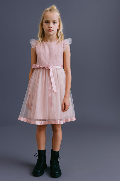 ESİLA KİDS Kız Çocuk Elbise Siyah Elbise Tüllü Pul Işlemeli Abiye Elbise Rahat Ve Şık Doğum Günü Elbise 4-8 Yaş