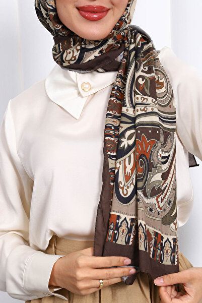 İmajButik Khaki Patterned Cashmere Shawl