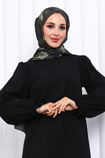 İmajButik Khaki Patterned Soft Digital Shawl