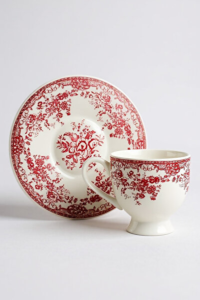 zezedesing 2-Piece Porcelain Gift Coffee Cup Set 90Cc (Red)