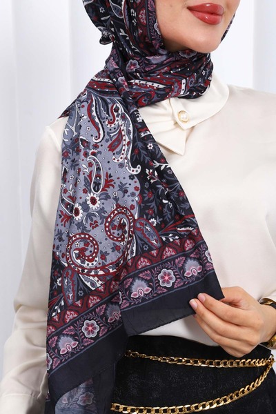 İmajButik Black Patterned Cashmere Shawl