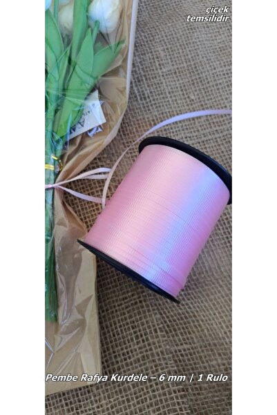 hobidaşım Panglică de rafie roz – 6 mm (1 rolă)