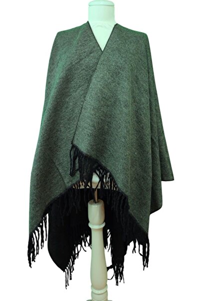 AXE SPORTSWEAR Soft Textured Tassel Detailed Shoulder Shawl Poncho