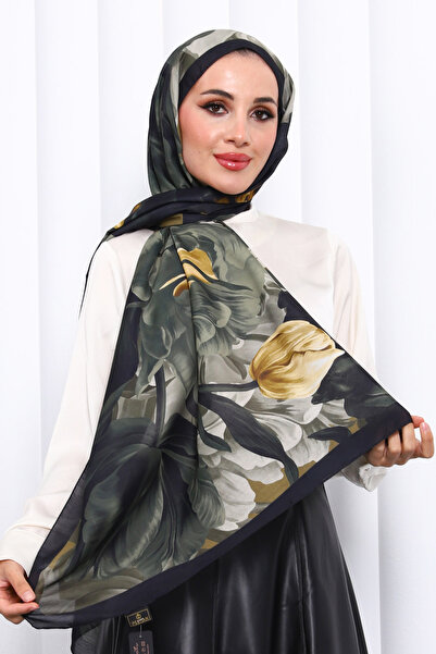 İmajButik Mustard Patterned Soft Digital Shawl